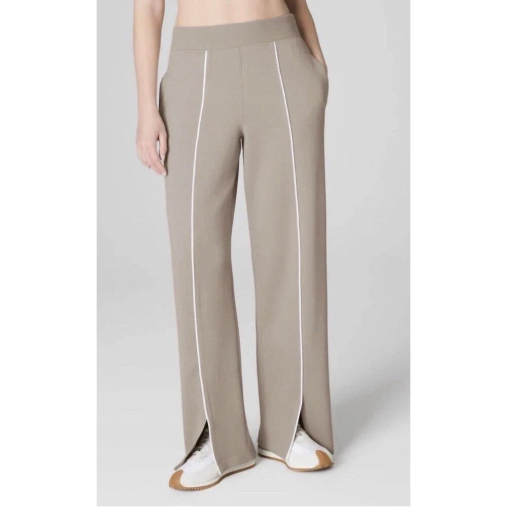 Spanx Air Pique Straight Leg Track Pants Tan Ashwood 3XL NEW Lounge Leisure